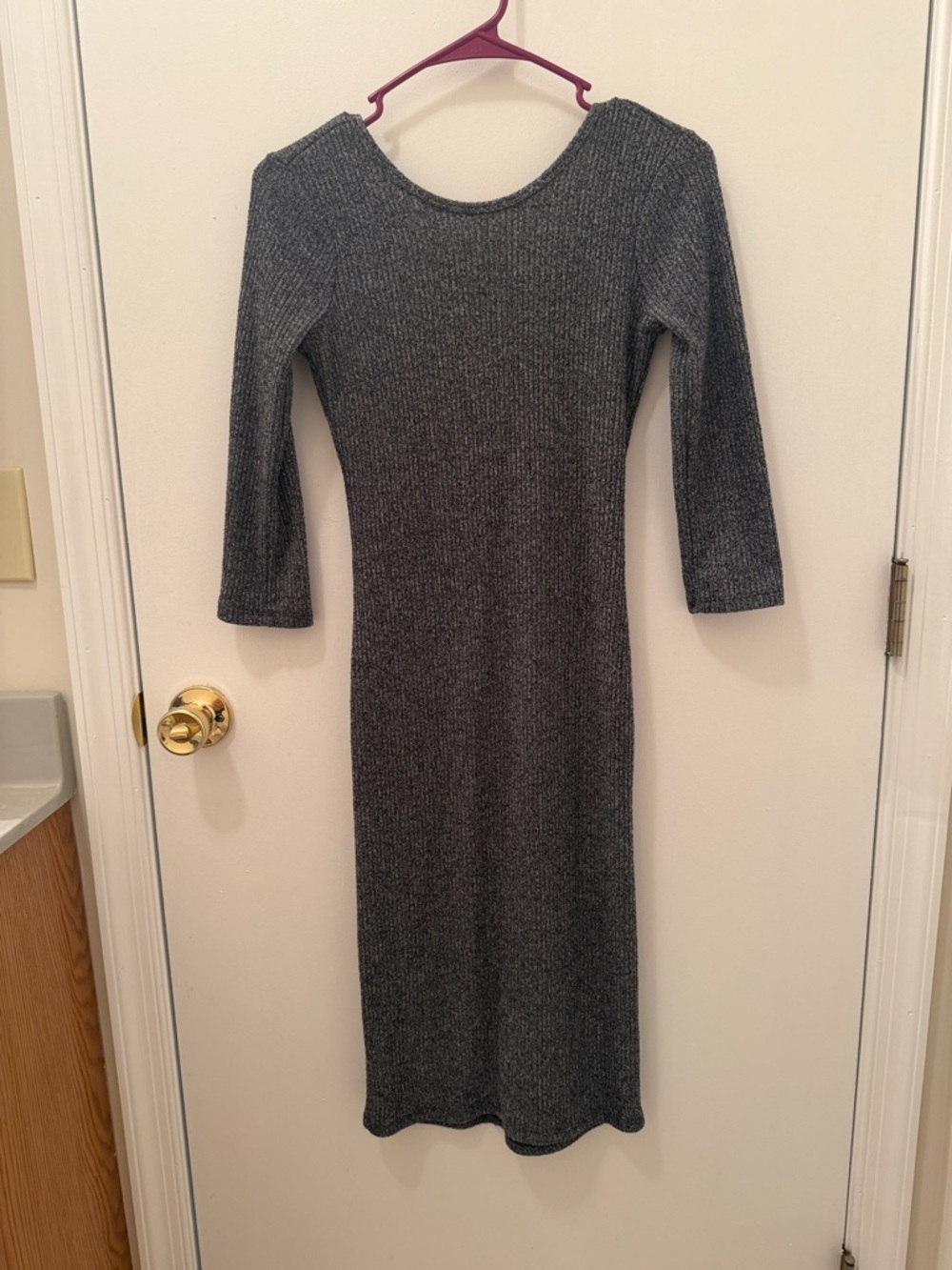 Full Tilt Charcoal Ribbed Midi Dress
